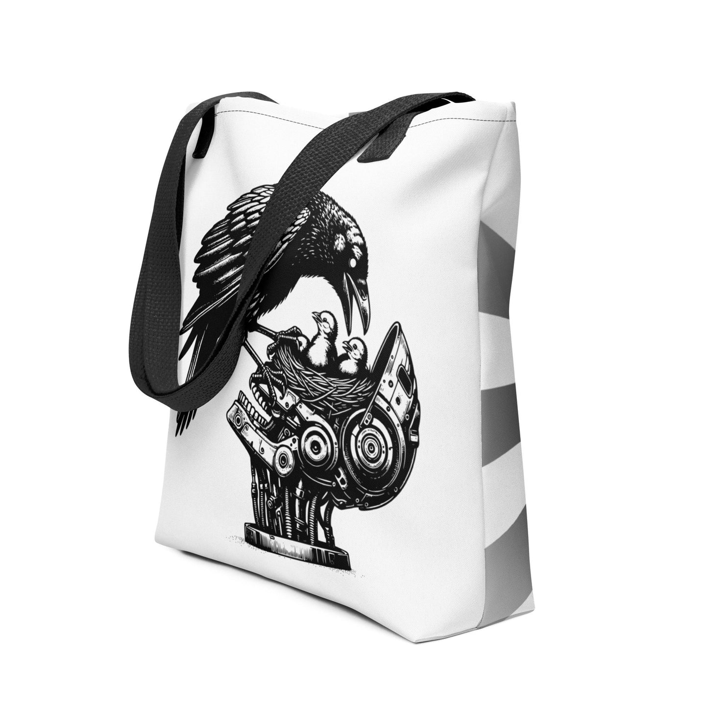 White Pastel Goth Grunge Punk Raven Rewire Robot Tote Bag Animal vs Tech Gothic DreamSage Tote Bag