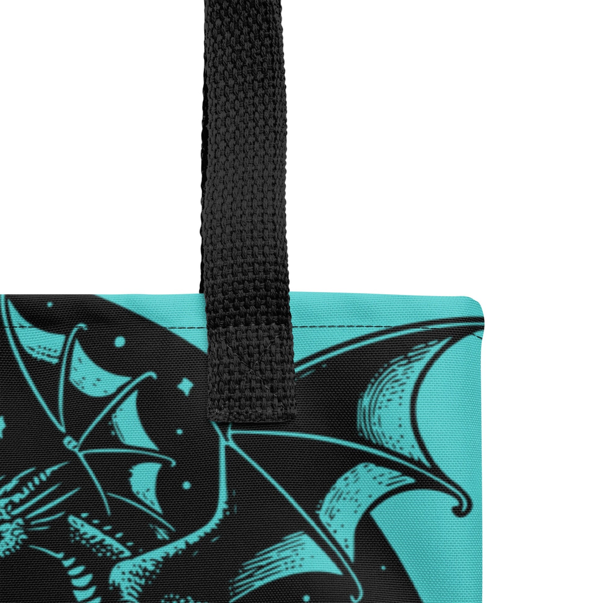 AQUA Gothic Grunge Pastel Goth Moon Gazer Tote Bag, Ventcore Darkcore Weird Stuff Dark Aesthetic Tote Bag