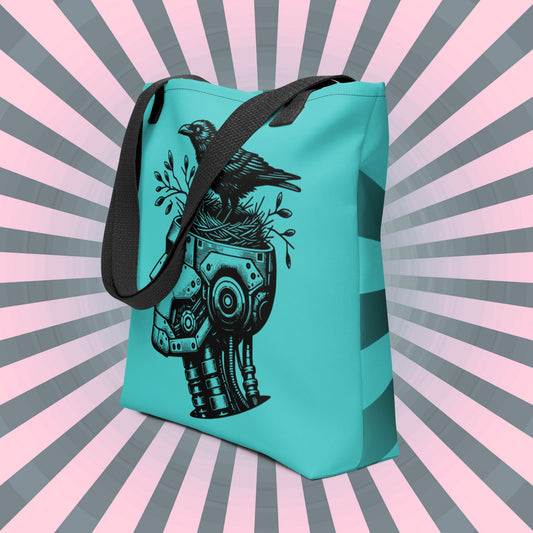 AQUA Gothic Pastel Goth Grunge Punk Raven Nest in Robot Tote Bag CoExist DreamSage Tote Bag
