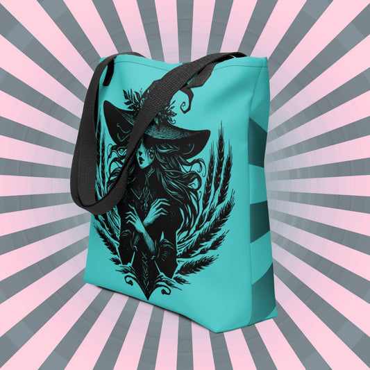 AQUA Gothic Grunge Pastel Goth Wheat Witch Tote Bag, Ventcore Darkcore Weird Stuff Dark Aesthetic Halloween Tote Bag
