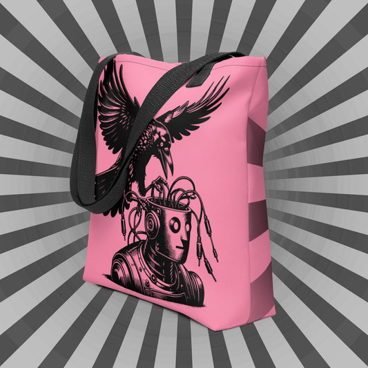 PINK Pastel Goth Grunge Punk Raven Rewire Robot Tote Bag Animal vs Tech Gothic DreamSage Tote Bag