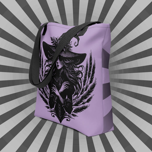 PURPLE Gothic Grunge Pastel Goth Wheat Witch Tote Bag, Ventcore Darkcore Weird Stuff Dark Aesthetic Halloween Tote Bag