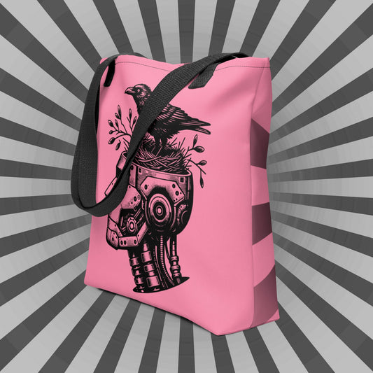 PINK Gothic Pastel Goth Grunge Punk Raven Nest in Robot Tote Bag CoExist DreamSage Tote Bag