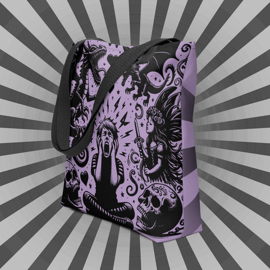 PURPLE Gothic Grunge Pastel Goth Outcry Tote Bag, Dreamcore Ventcore Darkcore Weird Stuff Dark Aesthetic Tote Bag