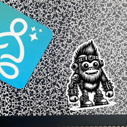 Cute Cyberpunk Cyborg Big Foot Gothic Vinyl Waterproof Sticker, Dreamcore Darkcore Weirdcore Sasquatch Cryptid Sticker Weird Stuff
