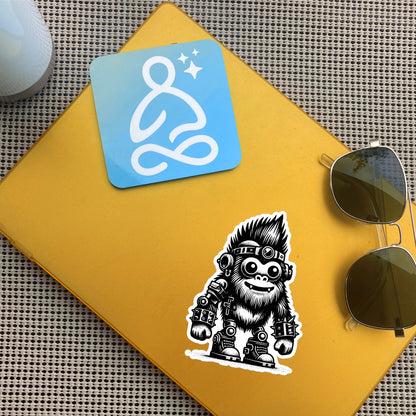 Cute Cyberpunk Cyborg Big Foot Gothic Vinyl Waterproof Sticker, Dreamcore Darkcore Weirdcore Sasquatch Cryptid Sticker Weird Stuff