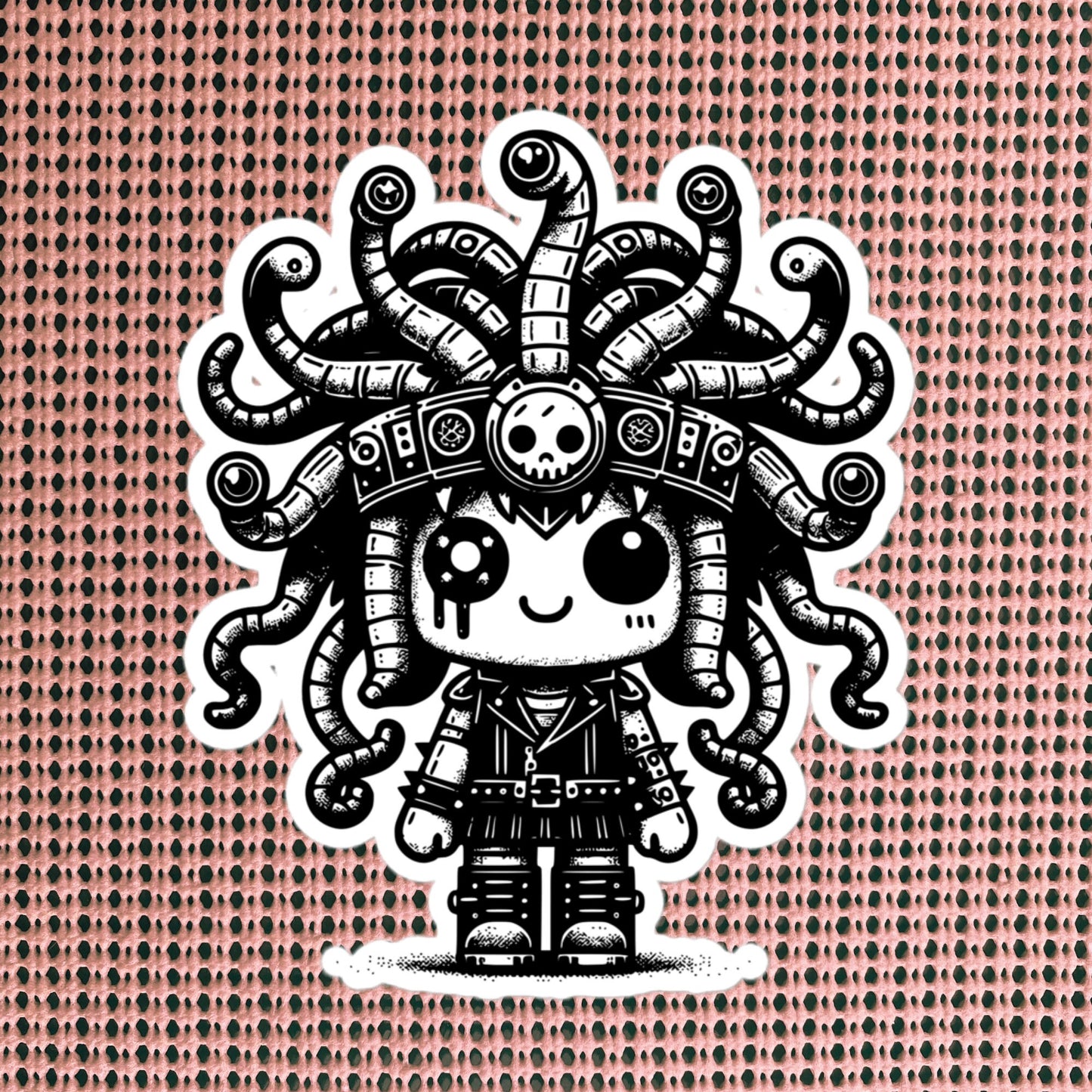 Cute Cyberpunk Cyborg Medusa Gothic Vinyl Waterproof Sticker, Dreamcore Darkcore Weirdcore Cryptid Sticker Weird Stuff Unique Gift