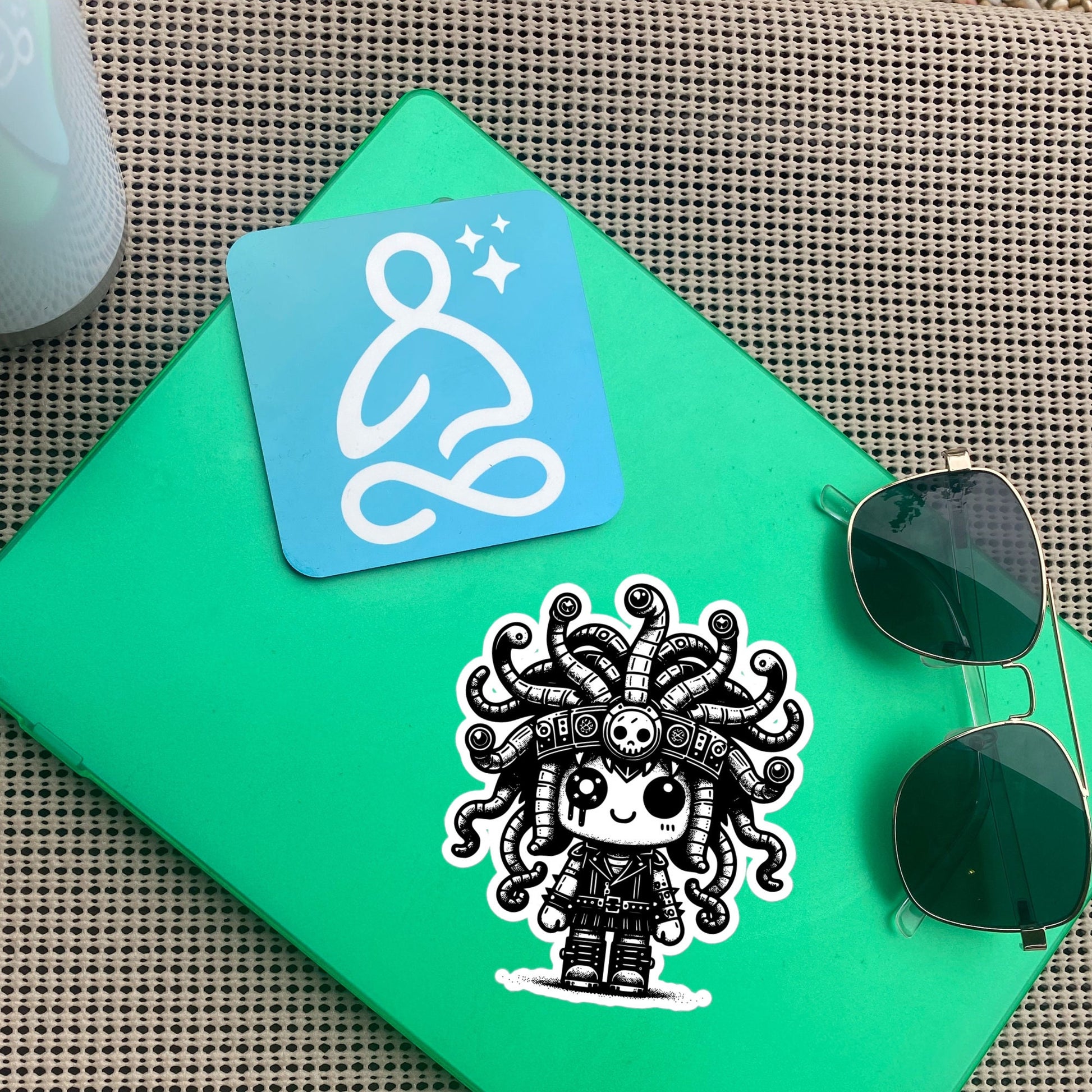 Cute Cyberpunk Cyborg Medusa Gothic Vinyl Waterproof Sticker, Dreamcore Darkcore Weirdcore Cryptid Sticker Weird Stuff Unique Gift