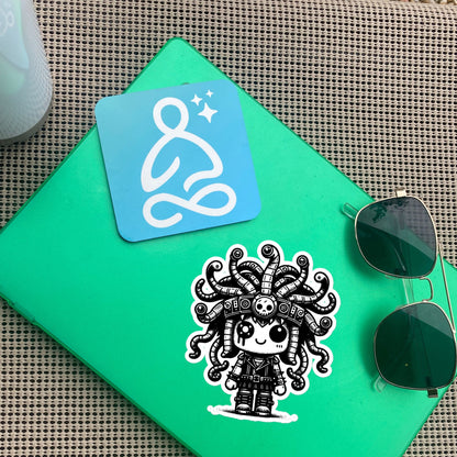 Cute Cyberpunk Cyborg Medusa Gothic Vinyl Waterproof Sticker, Dreamcore Darkcore Weirdcore Cryptid Sticker Weird Stuff Unique Gift