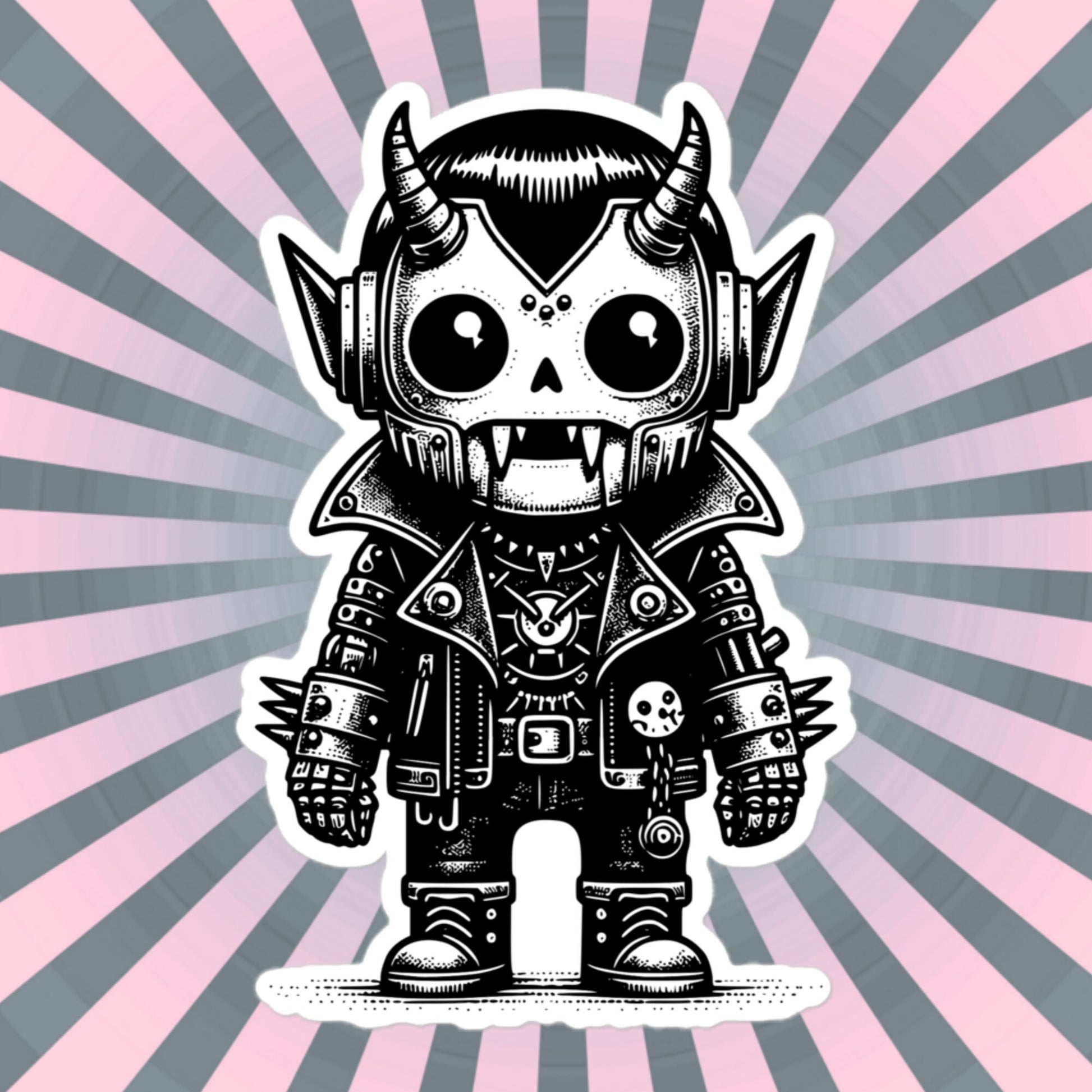 Cute Cyberpunk Cyborg Vampire Gothic Vinyl Waterproof Sticker, Dreamcore Darkcore Weirdcore Cryptid Sticker Weird Stuff Unique Gift