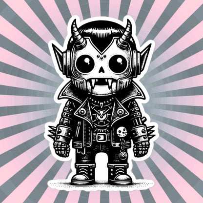 Cute Cyberpunk Cyborg Vampire Gothic Vinyl Waterproof Sticker, Dreamcore Darkcore Weirdcore Cryptid Sticker Weird Stuff Unique Gift
