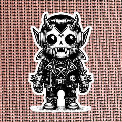 Cute Cyberpunk Cyborg Vampire Gothic Vinyl Waterproof Sticker, Dreamcore Darkcore Weirdcore Cryptid Sticker Weird Stuff Unique Gift