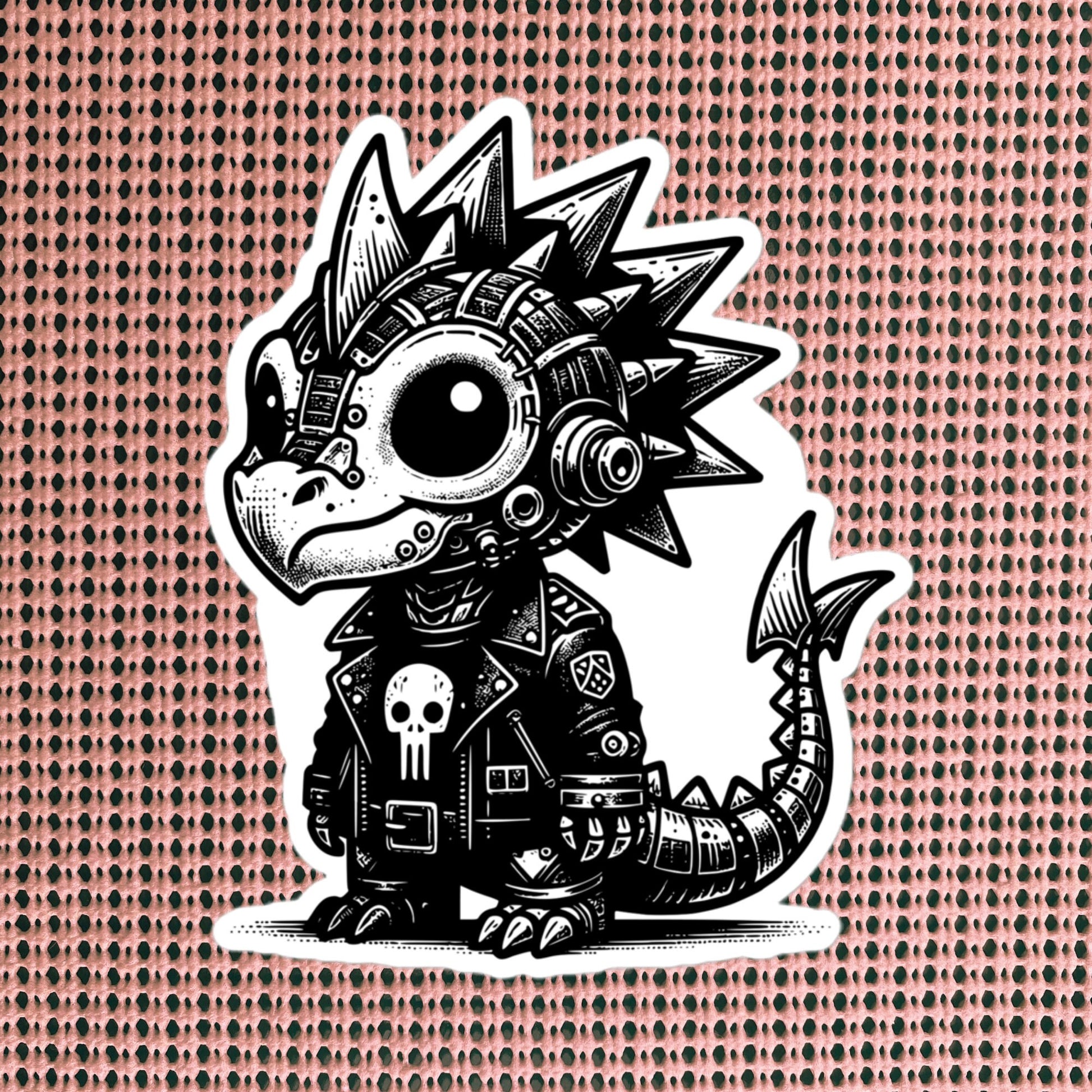 Cute Cyberpunk Cyborg Dragon Gothic Vinyl Waterproof Sticker, Dreamcore Darkcore Weirdcore Cryptid Sticker Weird Stuff Unique Gift