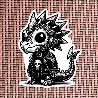 Cute Cyberpunk Cyborg Dragon Gothic Vinyl Waterproof Sticker, Dreamcore Darkcore Weirdcore Cryptid Sticker Weird Stuff Unique Gift