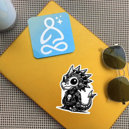 Cute Cyberpunk Cyborg Dragon Gothic Vinyl Waterproof Sticker, Dreamcore Darkcore Weirdcore Cryptid Sticker Weird Stuff Unique Gift