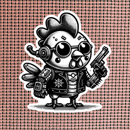 Gothic Grunge Punkrock Cyborg Chicken Sticker Vinyl Waterproof Cyberpunk Animal Sticker for Tumblers, Car Bumpers, Books and Crafts