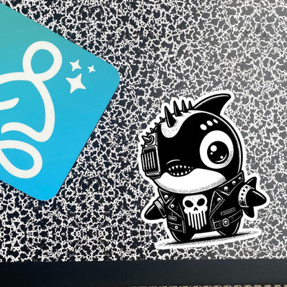 Gothic Grunge Punkrock Cyborg Orca Sticker Vinyl Waterproof Cyberpunk Animal Sticker for Tumblers, Car Bumpers, Books and Crafts