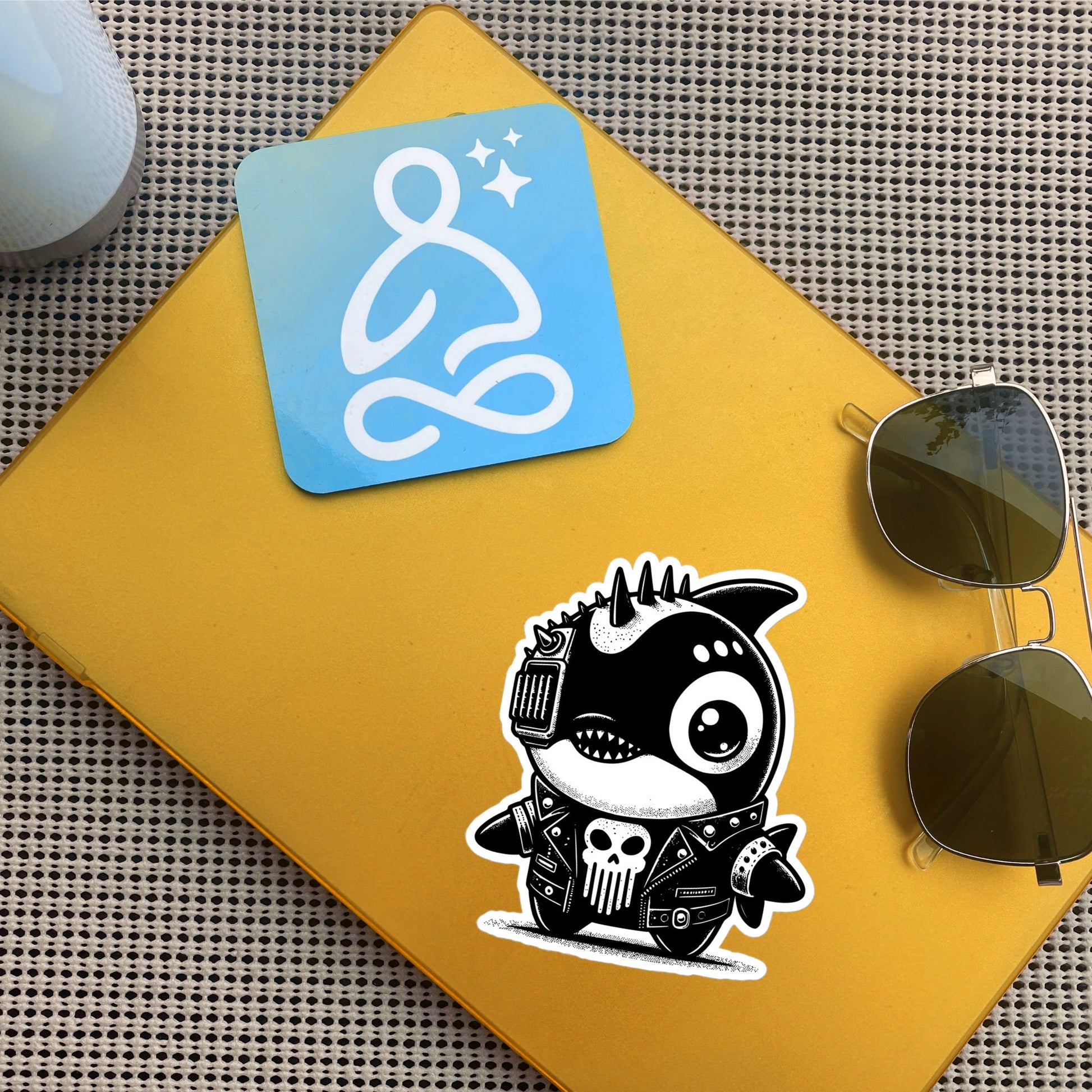 Gothic Grunge Punkrock Cyborg Orca Sticker Vinyl Waterproof Cyberpunk Animal Sticker for Tumblers, Car Bumpers, Books and Crafts