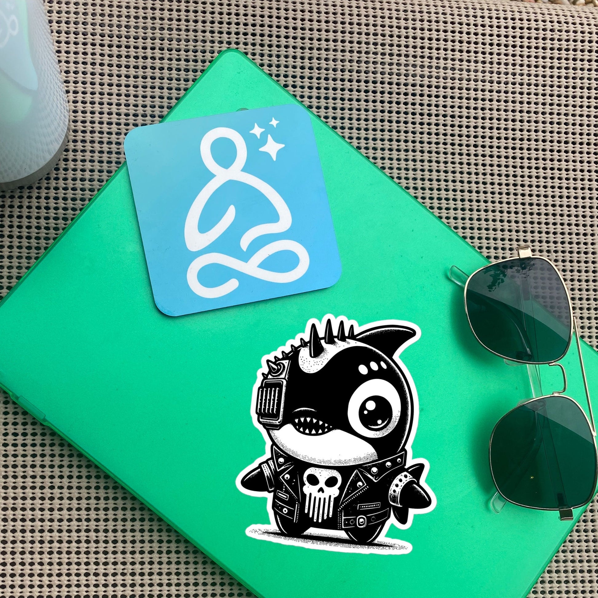 Gothic Grunge Punkrock Cyborg Orca Sticker Vinyl Waterproof Cyberpunk Animal Sticker for Tumblers, Car Bumpers, Books and Crafts