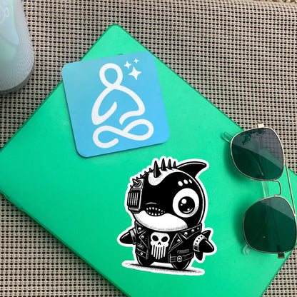 Gothic Grunge Punkrock Cyborg Orca Sticker Vinyl Waterproof Cyberpunk Animal Sticker for Tumblers, Car Bumpers, Books and Crafts