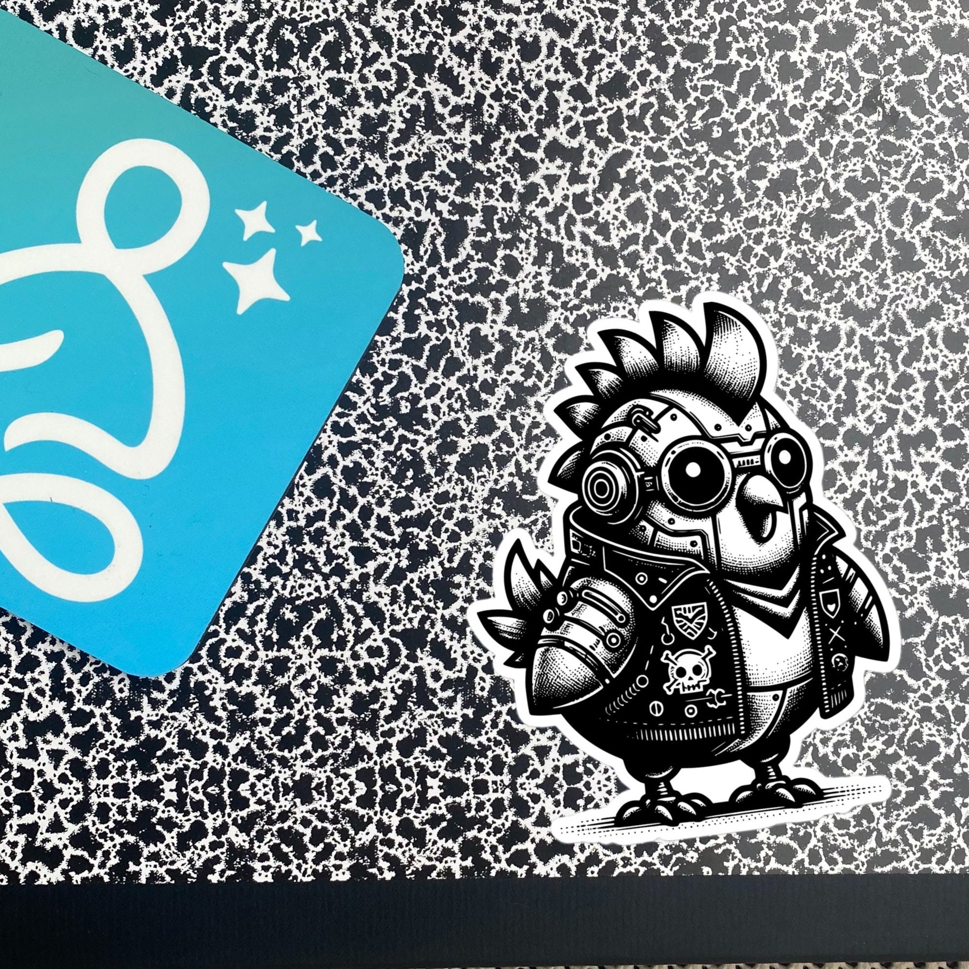 Gothic Grunge Punkrock Cyborg Chubby Chicken Sticker Vinyl Waterproof Cyberpunk Animal Sticker for Tumblers, Car Bumpers, Books and Crafts
