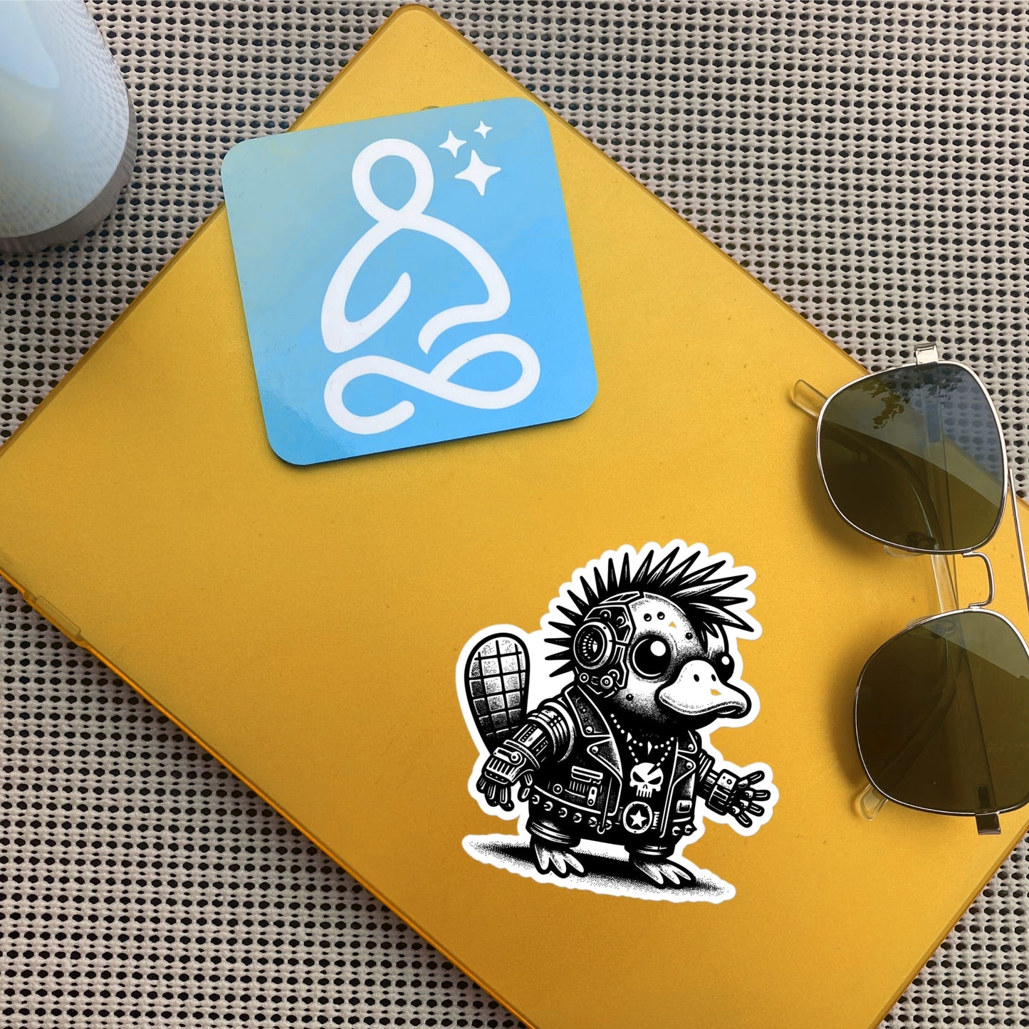 Gothic Grunge Punkrock Cyborg Platypus Sticker Vinyl Waterproof Cyberpunk Animal Sticker for Tumblers, Car Bumpers, Books and Crafts