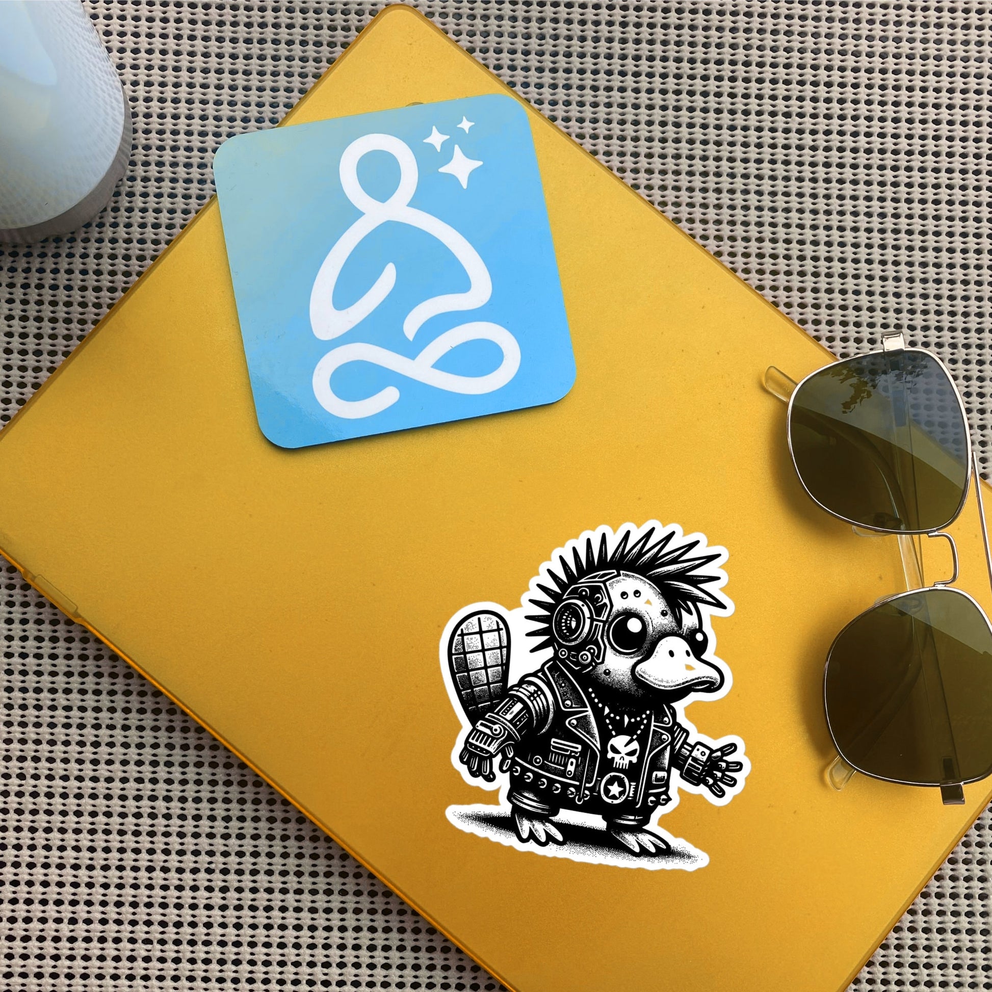Gothic Grunge Punkrock Cyborg Platypus Sticker Vinyl Waterproof Cyberpunk Animal Sticker for Tumblers, Car Bumpers, Books and Crafts