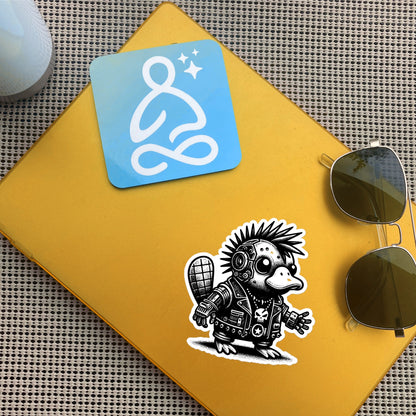 Gothic Grunge Punkrock Cyborg Platypus Sticker Vinyl Waterproof Cyberpunk Animal Sticker for Tumblers, Car Bumpers, Books and Crafts