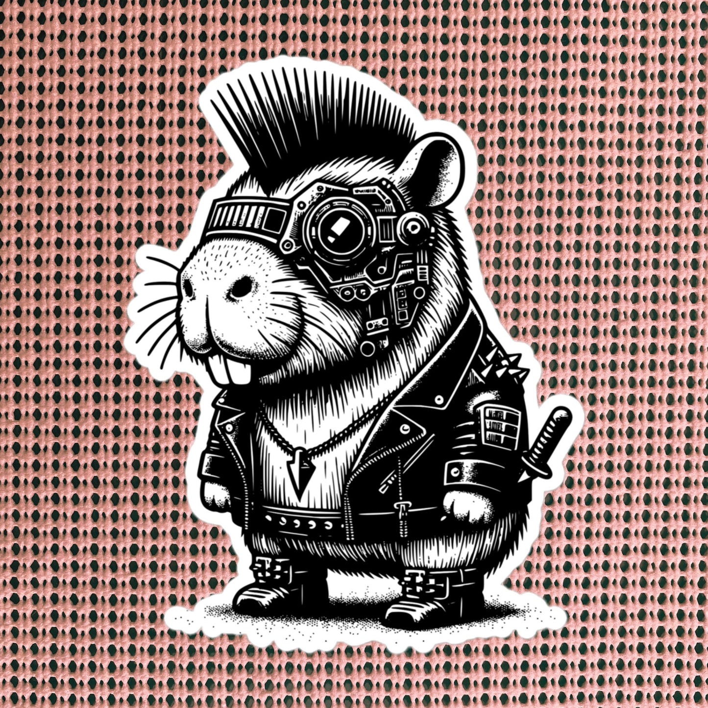 Gothic Grunge Punkrock Cyborg Capybara Sticker Vinyl Waterproof Cyberpunk Animal Sticker for Tumblers, Car Bumpers, Books and Crafts