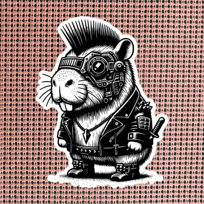 Gothic Grunge Punkrock Cyborg Capybara Sticker Vinyl Waterproof Cyberpunk Animal Sticker for Tumblers, Car Bumpers, Books and Crafts