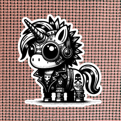Gothic Grunge Punkrock Cyborg Unicorn Sticker Vinyl Waterproof Cyberpunk Animal Sticker for Tumblers, Car Bumpers, Books and Crafts