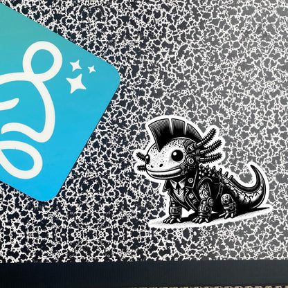 Gothic Grunge Punkrock Cyborg Axolotl Sticker Vinyl Waterproof Cyberpunk Animal Sticker for Tumblers, Car Bumpers, Books and Crafts