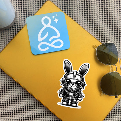 Gothic Grunge Punkrock Cyborg Bunny Rabbit Sticker Vinyl Waterproof Cyberpunk Animal Sticker for Tumblers, Car Bumpers, Books and Crafts