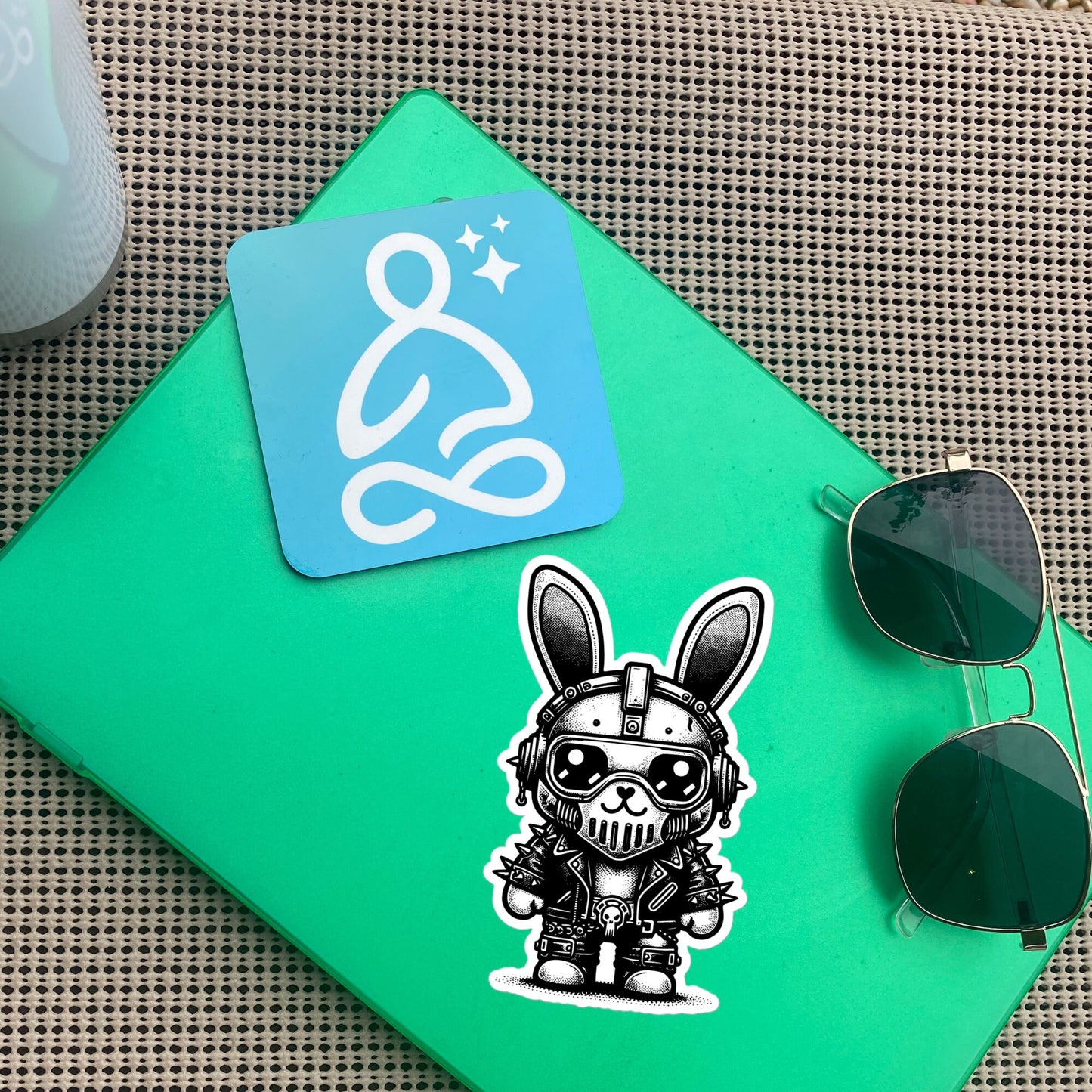 Gothic Grunge Punkrock Cyborg Bunny Rabbit Sticker Vinyl Waterproof Cyberpunk Animal Sticker for Tumblers, Car Bumpers, Books and Crafts