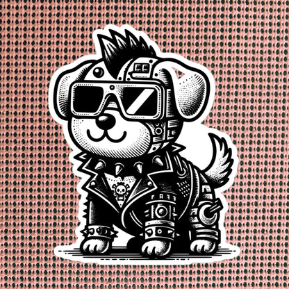 Gothic Grunge Punkrock Cyborg Dog Sticker Vinyl Waterproof Cyberpunk Animal Sticker for Tumblers, Car Bumpers, Books and Crafts