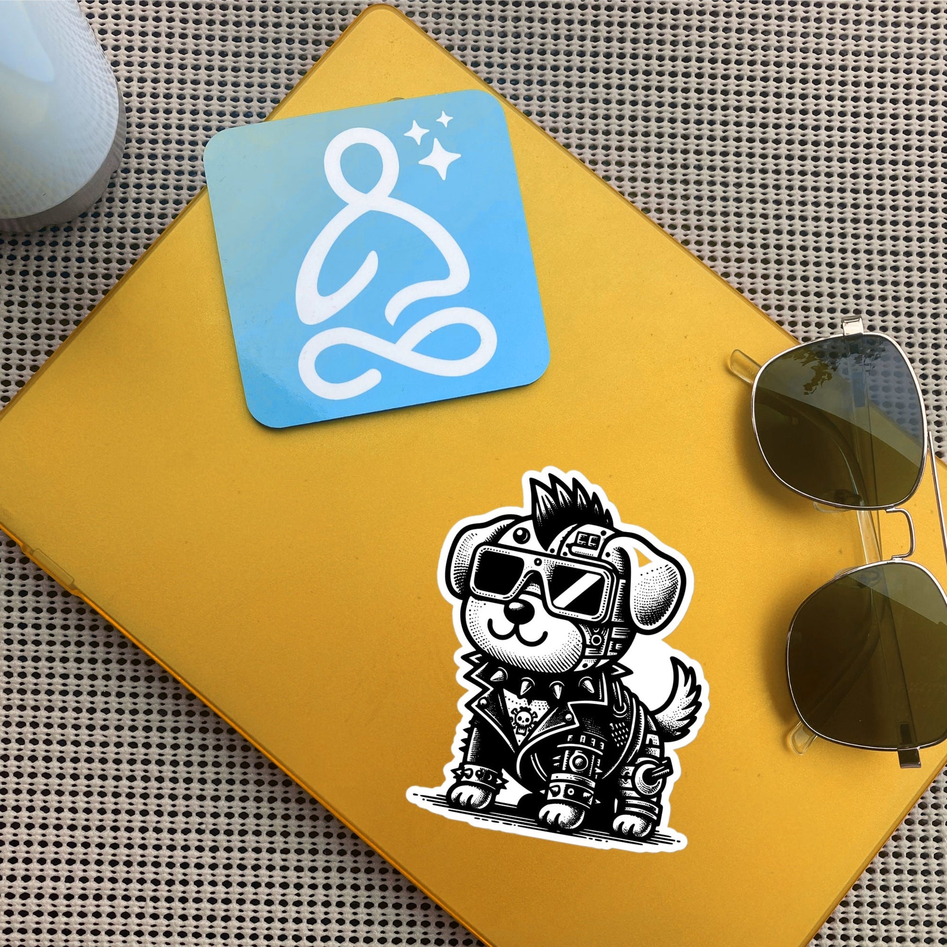 Gothic Grunge Punkrock Cyborg Dog Sticker Vinyl Waterproof Cyberpunk Animal Sticker for Tumblers, Car Bumpers, Books and Crafts