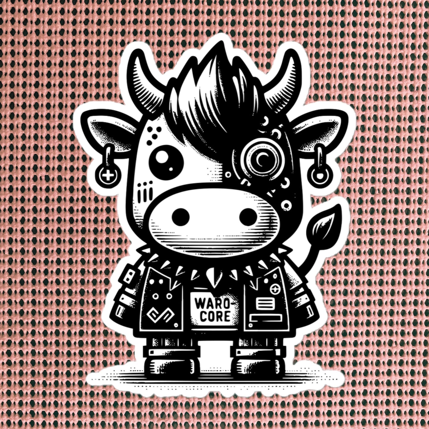 Gothic Grunge Punkrock Cyborg Cow Sticker Vinyl Waterproof Cyberpunk Animal Sticker for Tumblers, Car Bumpers, Books and Crafts