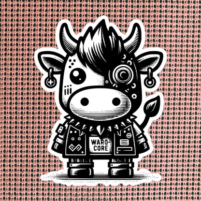 Gothic Grunge Punkrock Cyborg Cow Sticker Vinyl Waterproof Cyberpunk Animal Sticker for Tumblers, Car Bumpers, Books and Crafts