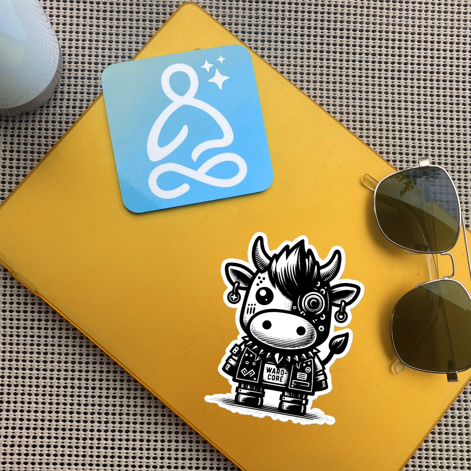 Gothic Grunge Punkrock Cyborg Cow Sticker Vinyl Waterproof Cyberpunk Animal Sticker for Tumblers, Car Bumpers, Books and Crafts