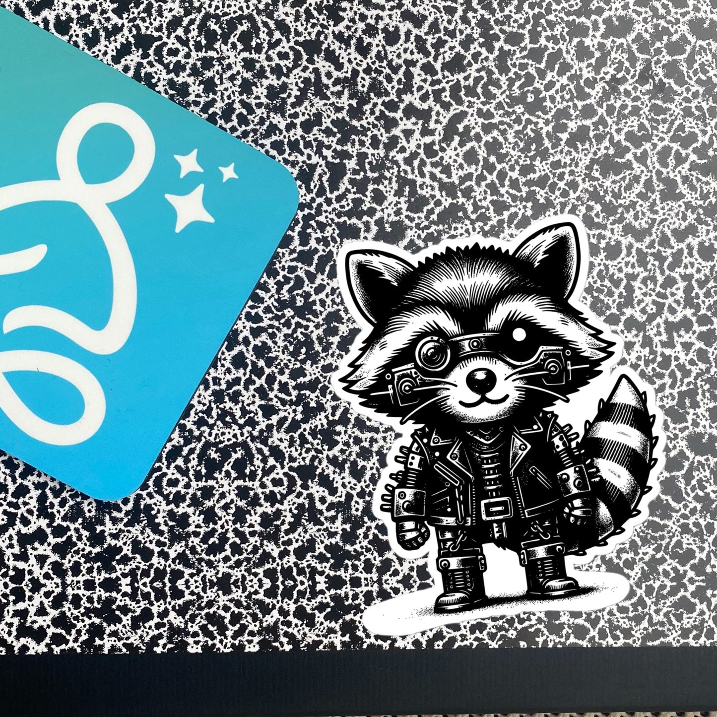 Gothic Grunge Punkrock Cyborg Trash Panda Raccoon Sticker Vinyl Waterproof Cyberpunk Animal Sticker for Tumblers, Bumpers, Books and Crafts