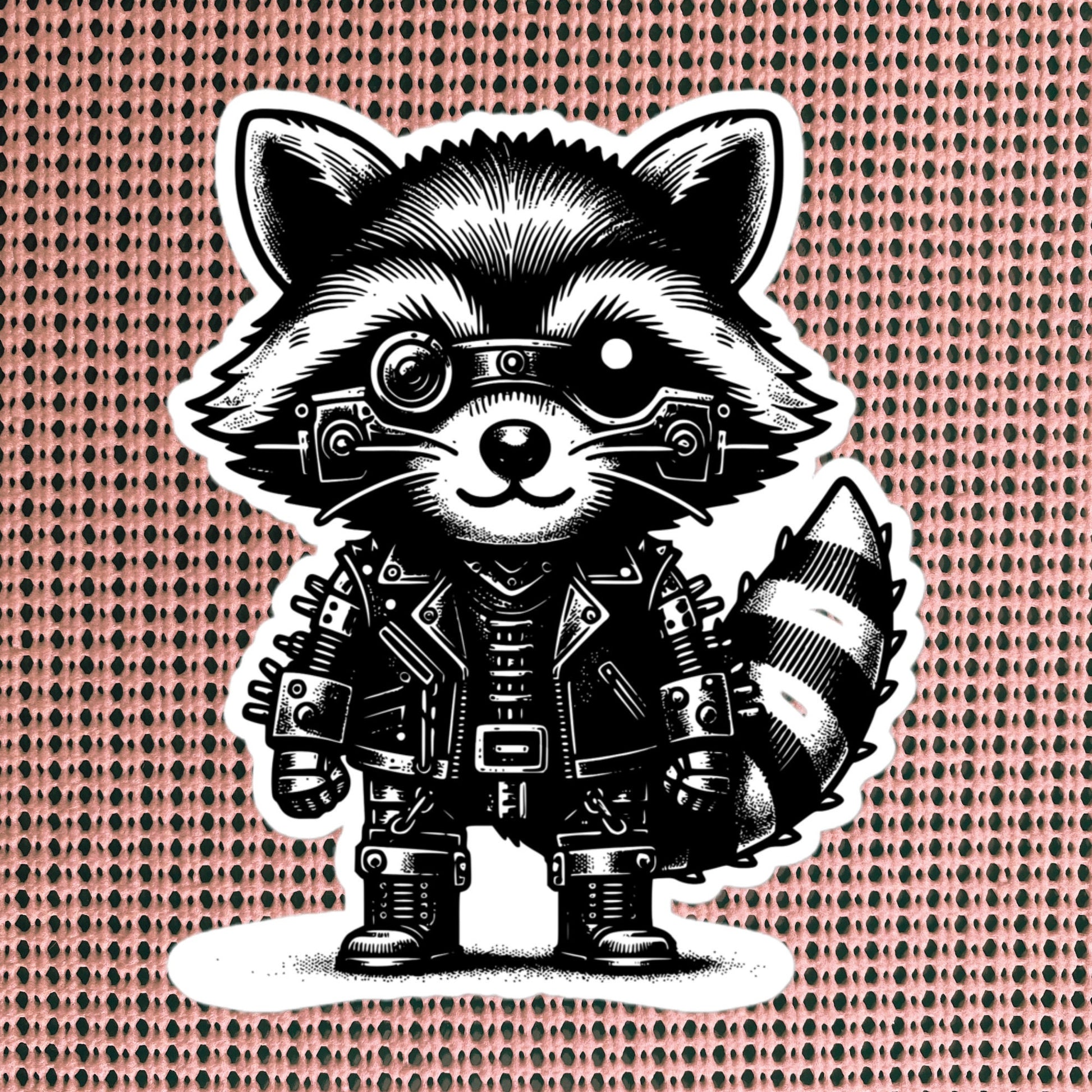 Gothic Grunge Punkrock Cyborg Trash Panda Raccoon Sticker Vinyl Waterproof Cyberpunk Animal Sticker for Tumblers, Bumpers, Books and Crafts