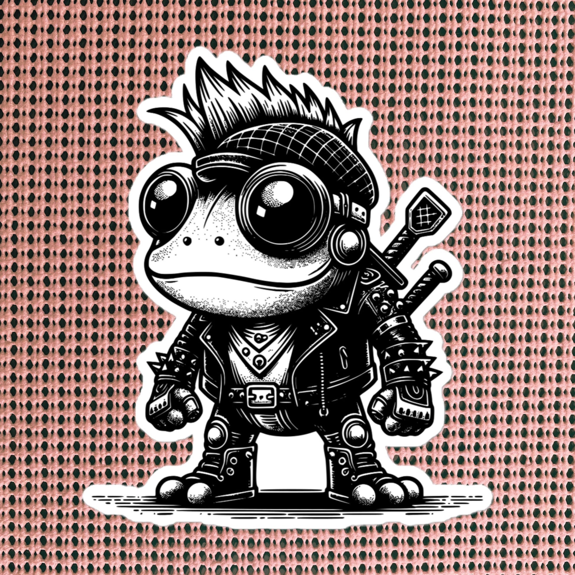 Gothic Grunge Punkrock Cyborg Frog Sticker Vinyl Waterproof Cyberpunk Animal Sticker for Tumblers, Car Bumpers, Books and Crafts
