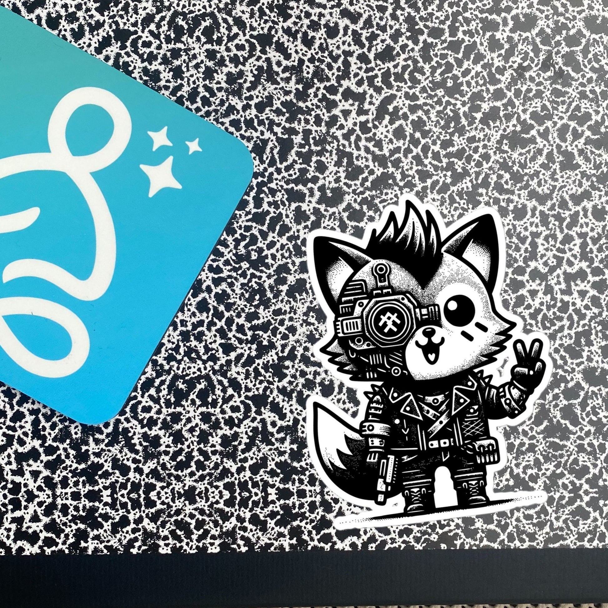 Gothic Grunge Punkrock Cyborg Fox Sticker Vinyl Waterproof Cyberpunk Animal Sticker for Tumblers, Car Bumpers, Books and Crafts