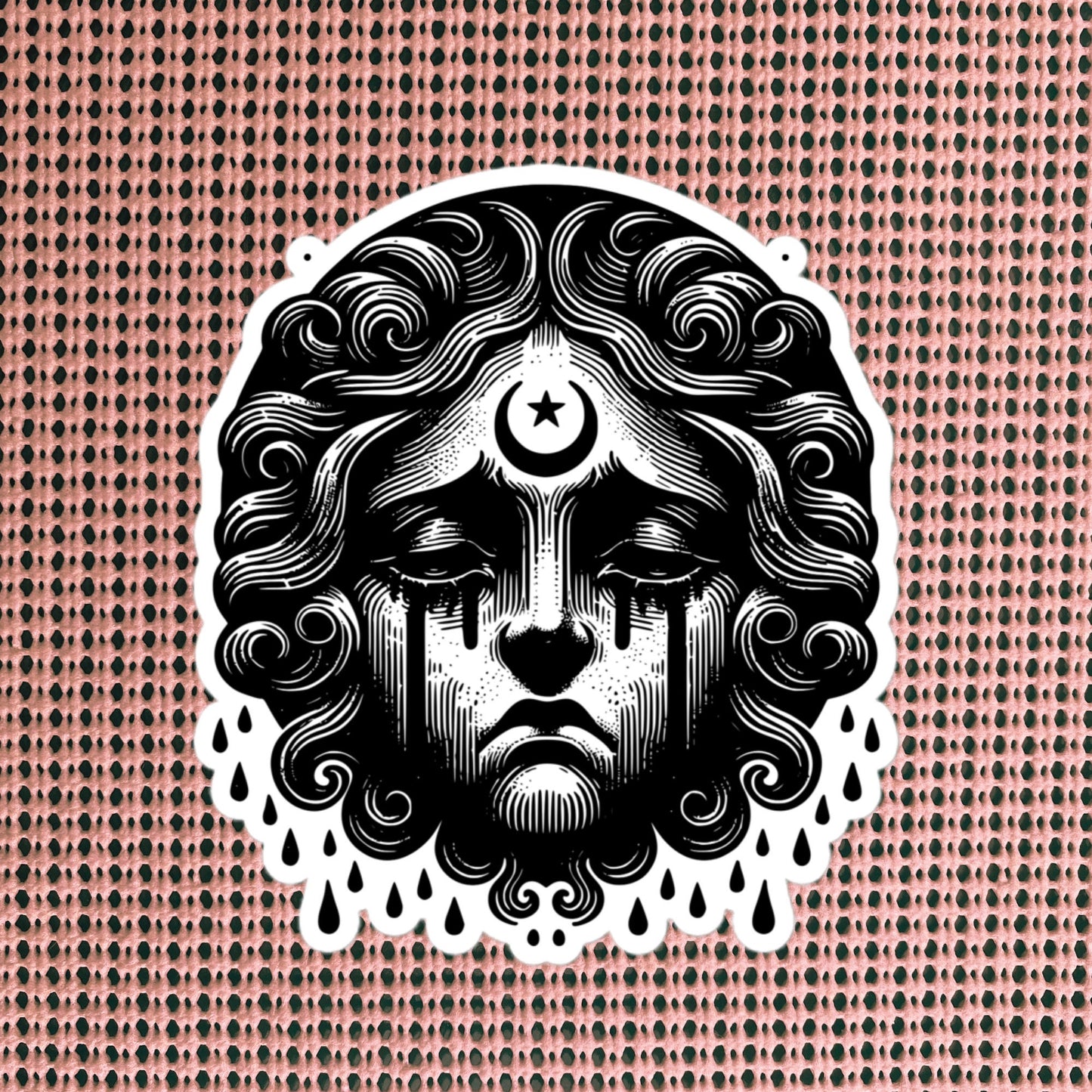 Gothic Dark Aesthetic Crying Dark Cherub Goddess Grunge Vinyl Waterproof Sticker for Tumblers, Car Bumpers, Books and Crafts