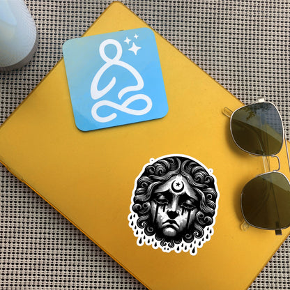 Gothic Dark Aesthetic Crying Dark Cherub Goddess Grunge Vinyl Waterproof Sticker for Tumblers, Car Bumpers, Books and Crafts