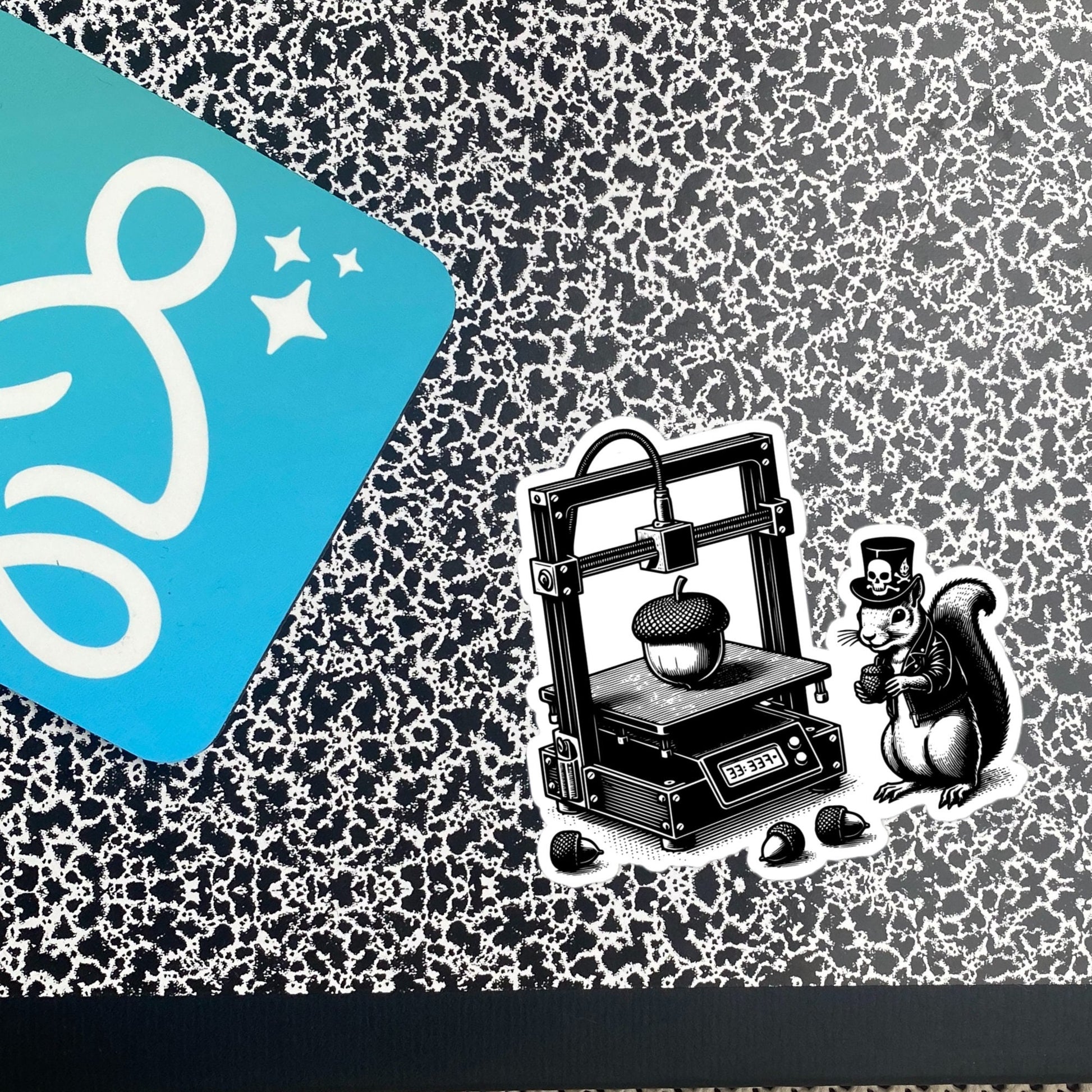 Cyber Goth Punk Squirrel 3D Printing Acorn Sticker, Weirdcore Animal Vinyl Waterproof Weird Sticker for Tumblers, Bumpers, Books & Crafts