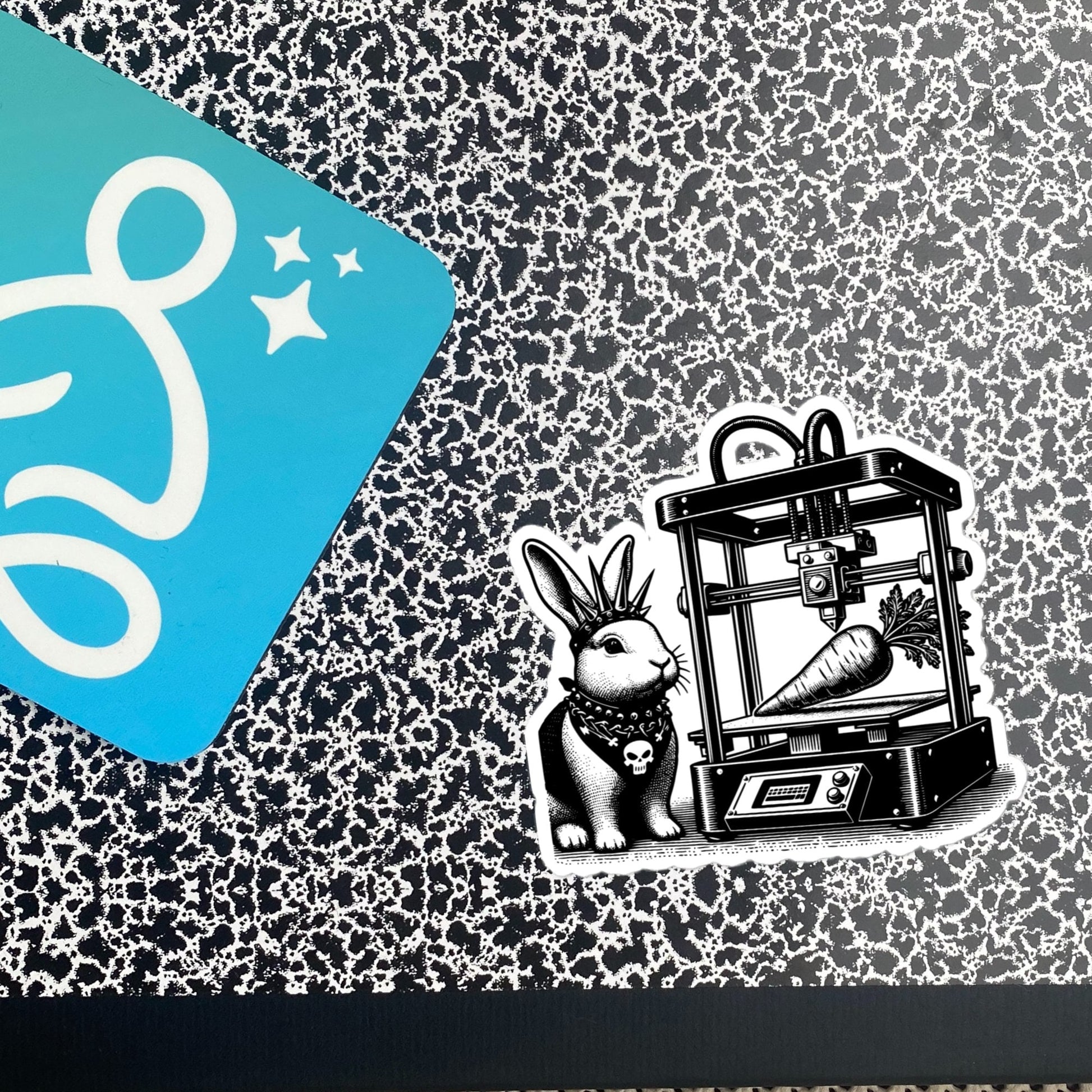 Cyber Goth Punk Bunny 3D Printing Carrot Sticker, Weirdcore Animal Vinyl Waterproof Weird Sticker for Tumblers, Bumpers, Books & Crafts