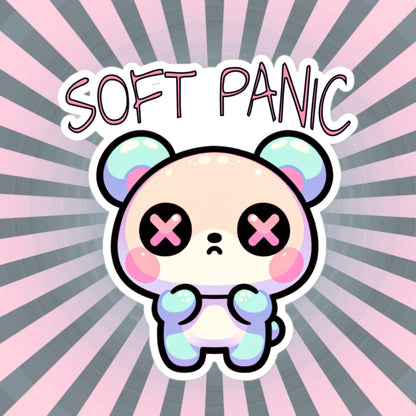 Weirdcore Pastel Goth Grunge Cute Anxious Bear Sticker Soft Panic Vinyl Waterproof Sticker Weird Stuff Oddcore Gift