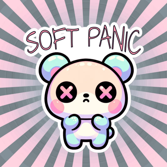 Weirdcore Pastel Goth Grunge Cute Anxious Bear Sticker Soft Panic Vinyl Waterproof Sticker Weird Stuff Oddcore Gift
