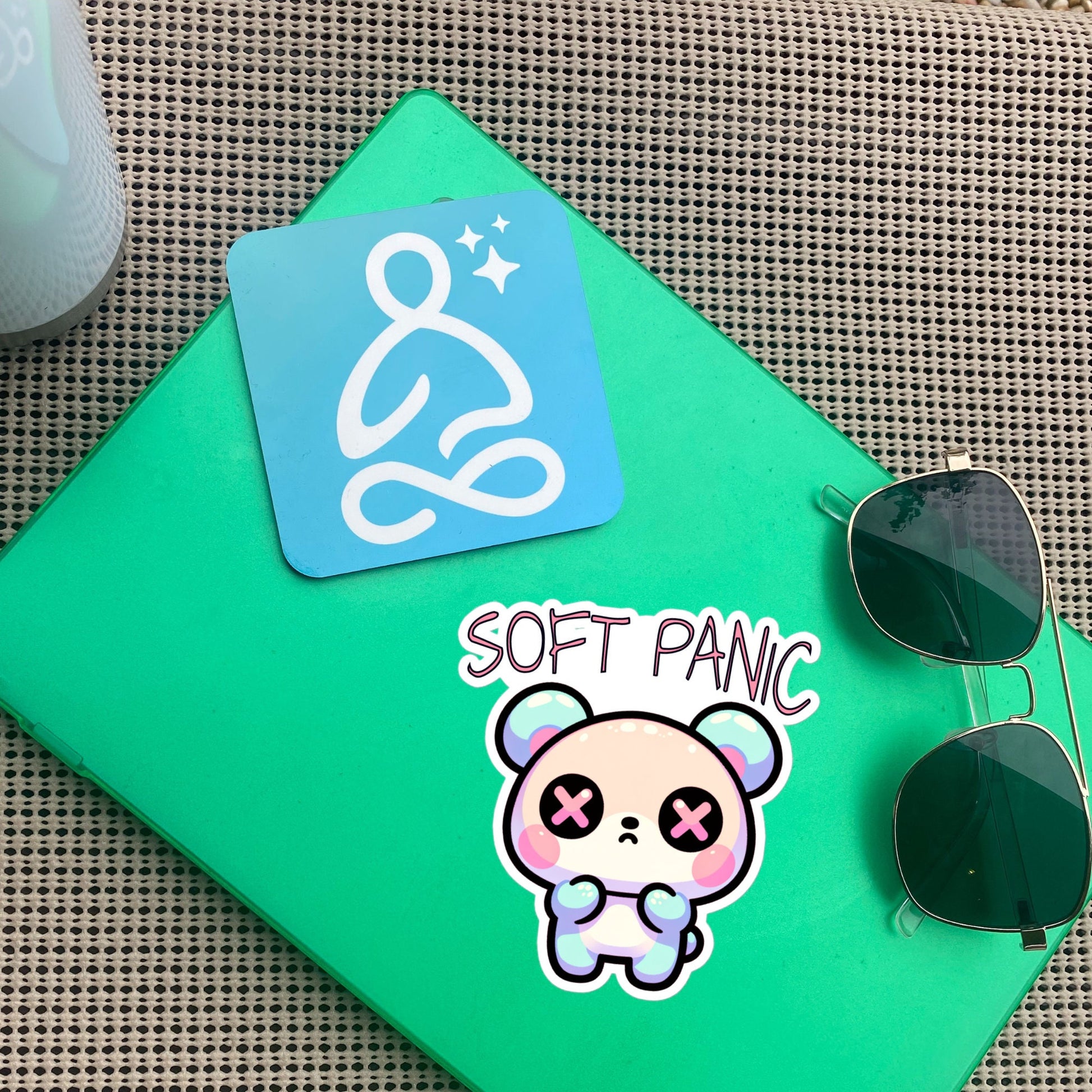 Weirdcore Pastel Goth Grunge Cute Anxious Bear Sticker Soft Panic Vinyl Waterproof Sticker Weird Stuff Oddcore Gift